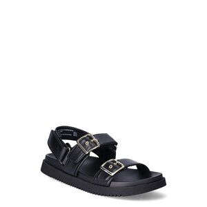 NWT Size 6 Madden NYC Women's Black Double Buckle Footbed Sandals